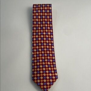 Men's Burgundy Geometric Silk Tie - Unbranded